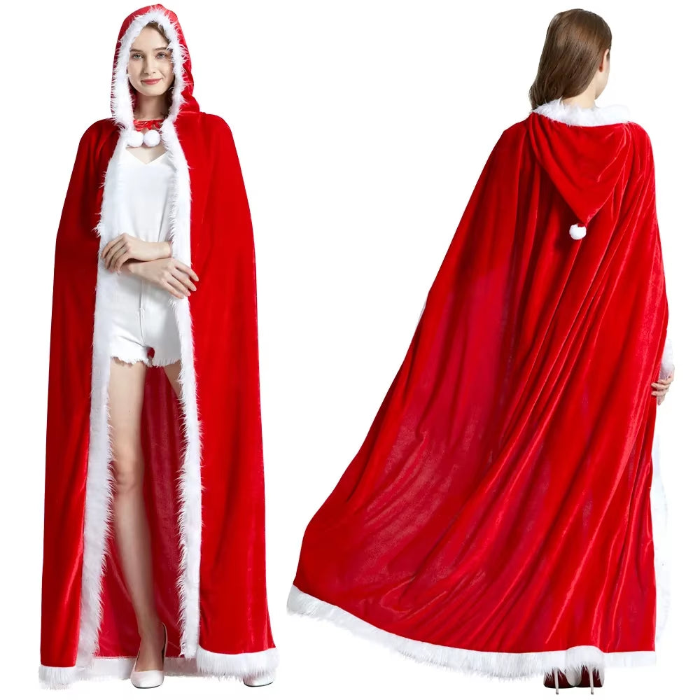 New Christmas Performance Costumes Rave Party Christmas Shawl Cape Winter Christmas Cosplay Costumes Father Christmas Cape