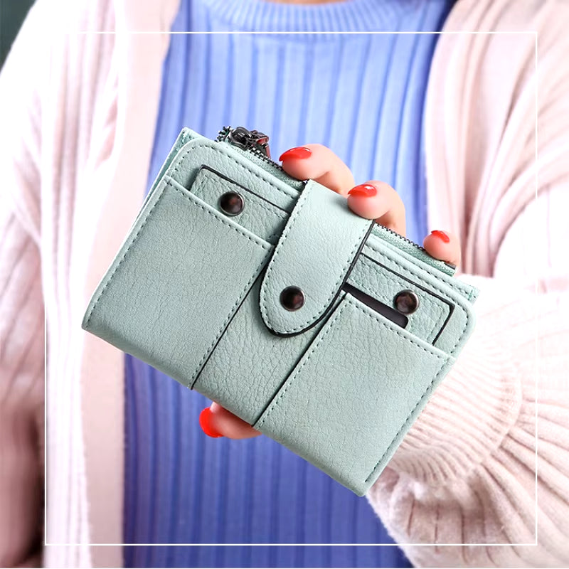 Women Wallet Simple Retro Rivets Short Wallet Coin Purse Card Holders Handbag for Girls Purse Small Wallet Ladies Bolsa Feminina